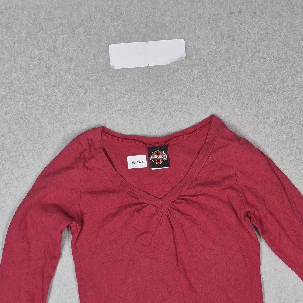 VINTAGE Harley-Davidson Women Shirt M Red Columbia OH Pullover Long Sleeve - Picture 6 of 12